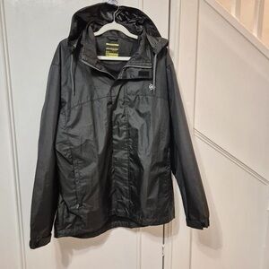 Men's Black Hooded Raincoat by Dunlop - Water-Resistant Outdoor Jacket